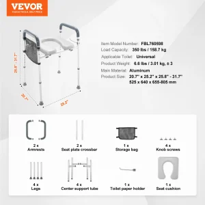 Raised Toilet Seat 7-Position Height Adjustment